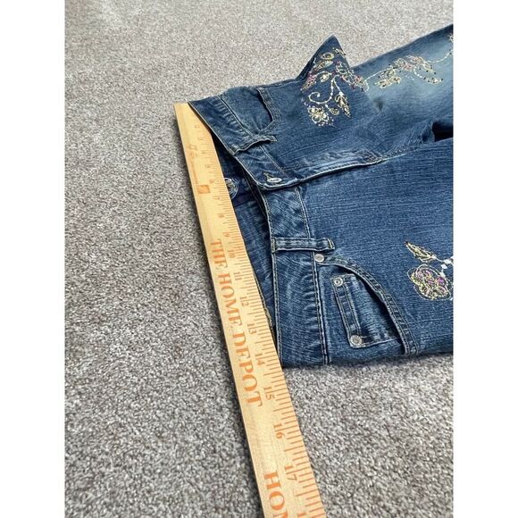 Angels womens flare jeans sz 7 mid rise blue jeans Y2K decor sequins embroidery - Picture 9 of 12